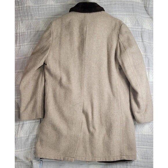 Vintage Botany 500 Men’s 40 Long Wool Coat Camel Tan Faux Fur Lined Overcoat - Picture 10 of 12